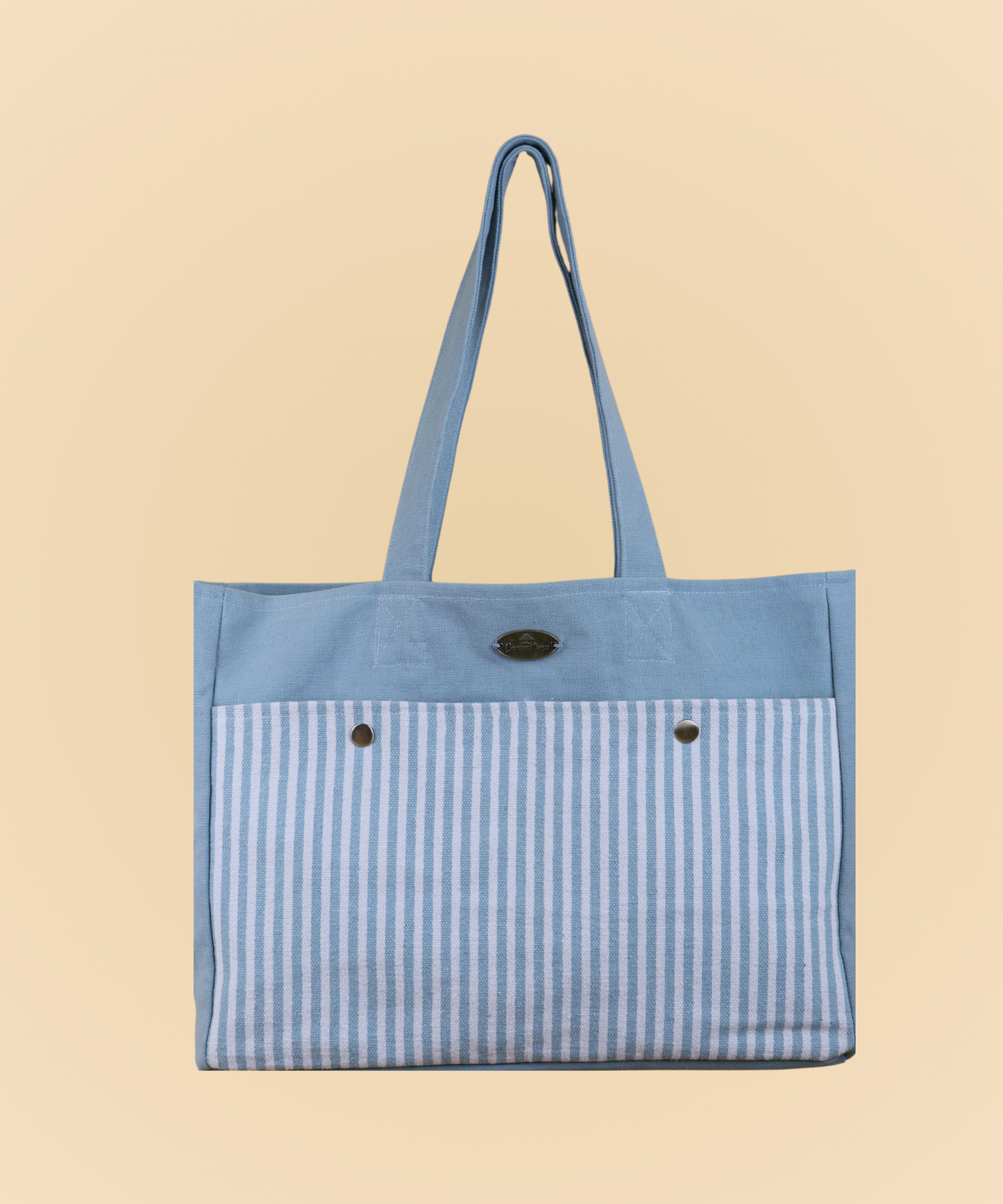 Functional tote bag - Spanish green stripe,  Tote bag with multiple pockets, Eco-friendly functional tote, Large capacity tote bag, Sustainable functional tote bag