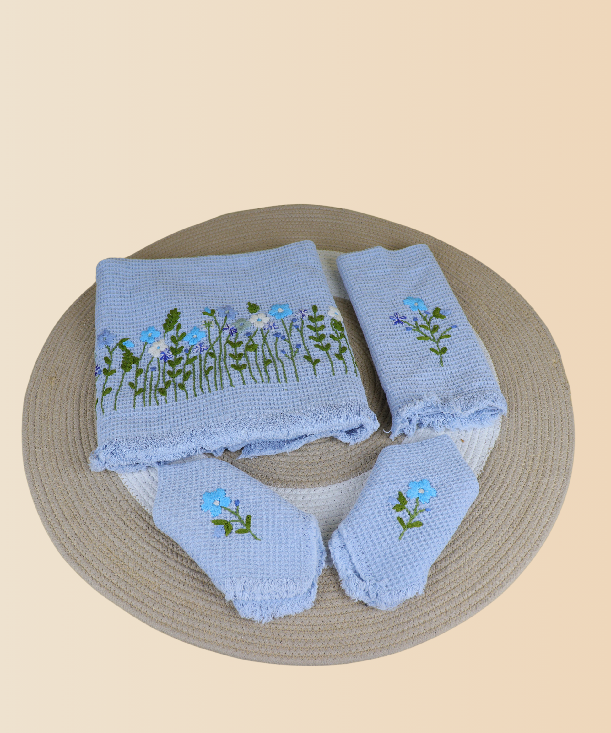 Hand embroidered towels, Cotton embroidered towels, Handcrafted towels, Floral embroidery towels,  Embroidered bath towels, Handmade embroidered towels, Hand-stitched towels, Embroidery designs for towels, Luxury hand towels, Elegant embroidered towels